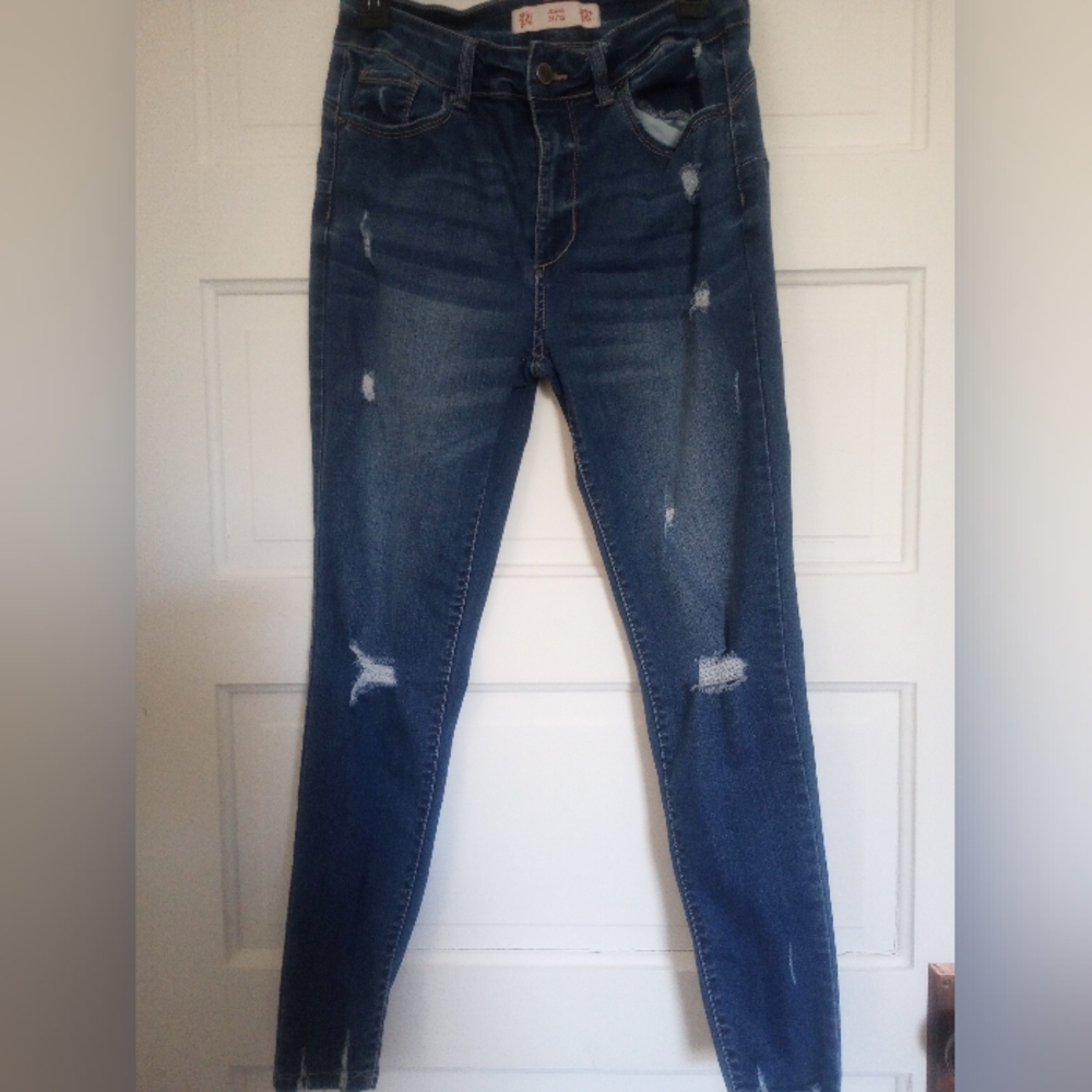 Classic Blue Distressed Skinny Jeans